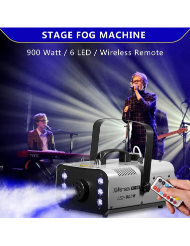 Máquina de Niebla 900W XWSTGEQ con 6 Luces LED y Control Remoto