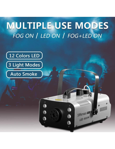 Máquina de Niebla 900W XWSTGEQ con 6 Luces LED y Control Remoto