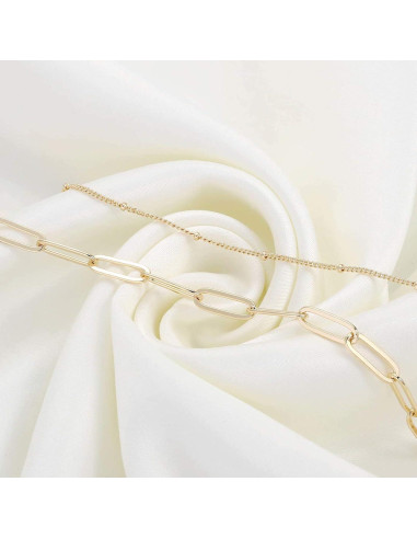 Brazalete Ajustable de Oro 14K para Mujeres - Cadena Ovalada y Perlas