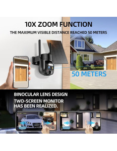 Cámara de Seguridad Inalámbrica Solar Hawkray 2K 360 2