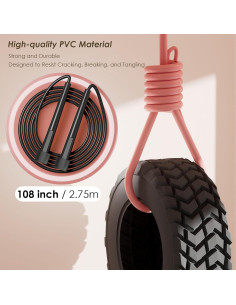 Cuerda de Saltar Ajustable POCFOINY PVC 279.4 cm - Negro/Rosa 2