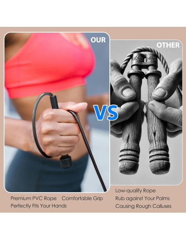 Cuerda de Saltar Ajustable POCFOINY PVC 279.4 cm - Negro/Rosa