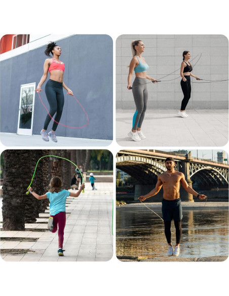 Cuerda de Saltar Ajustable POCFOINY PVC 279.4 cm - Negro/Rosa