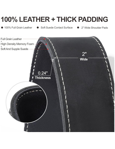 Arnés de cámara individual Padwa Lifestyle negro mate 100% cuero