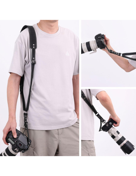 Arnés de cámara individual Padwa Lifestyle negro mate 100% cuero