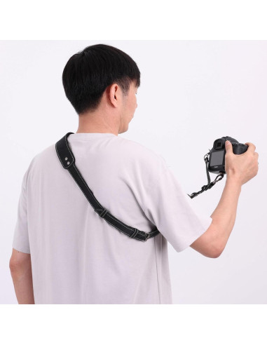 Arnés de cámara individual Padwa Lifestyle negro mate 100% cuero
