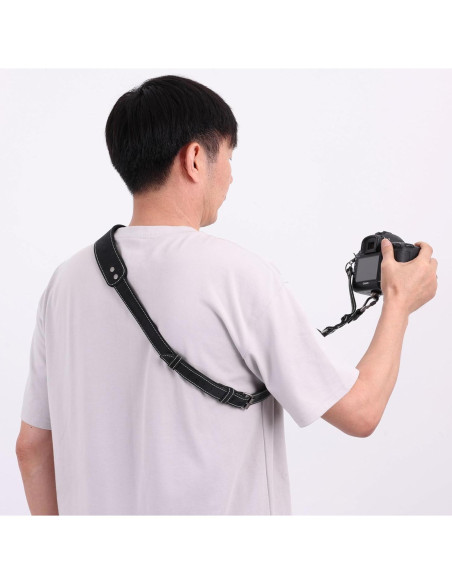 Arnés de cámara individual Padwa Lifestyle negro mate 100% cuero