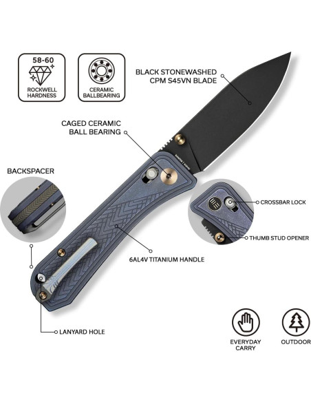 Cuchillo Plegable WeKnife WE24009-1 Azul con Hoja de 7.4 cm