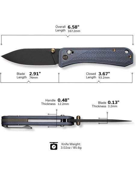 Cuchillo Plegable WeKnife WE24009-1 Azul con Hoja de 7.4 cm