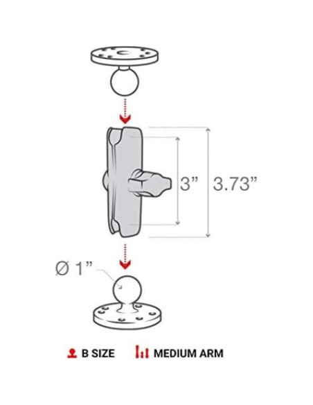 Brazo Doble RAM MOUNTS RAM-B-201U Ajustable 9.47 cm