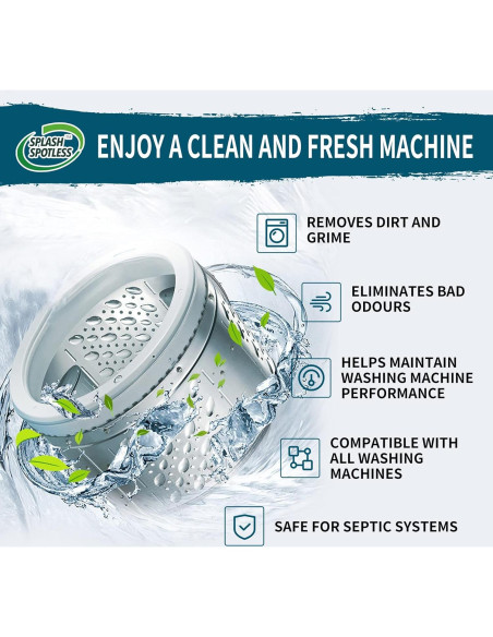 Limpiador de Lavadora Splash Spotless 24 Tabletas Eficaces Limpiador de Lavadora Splash Spotless 24 Tabletas Eficaces