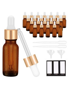 Botellas Cuentagotas de Vidrio Ámbar 15 ml PrettyCare - 24 Pcs