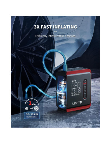 Bomba de Aire Portátil LASFIT CR1 150PSI Inflación Rápida