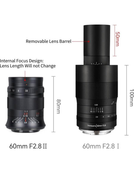 Lente Macro 60mm F2.8 7artisans para Fujifilm X - Enfoque Manual