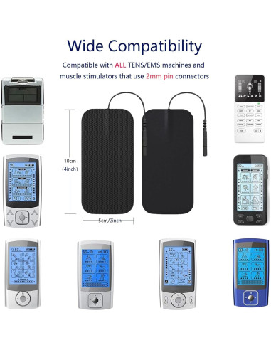 Almohadillas Electrodos TENS VOVOU 10 Pcs 5x10 cm Reutilizables