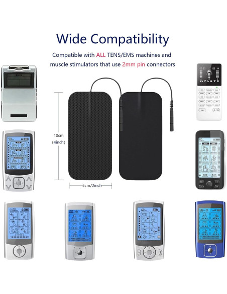 Almohadillas Electrodos TENS VOVOU 10 Pcs 5x10 cm Reutilizables