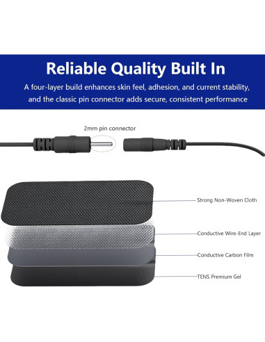 Almohadillas Electrodos TENS VOVOU 10 Pcs 5x10 cm Reutilizables