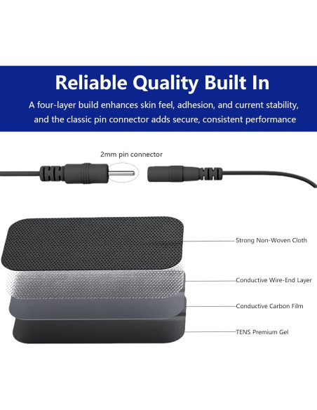 Almohadillas Electrodos TENS VOVOU 10 Pcs 5x10 cm Reutilizables