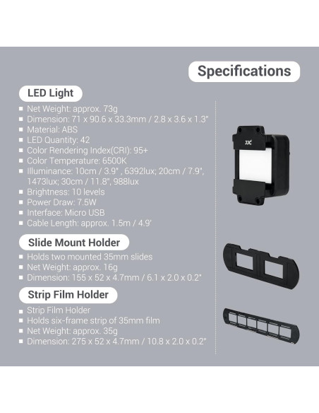 Kit Luz LED Digitalización Diapositivas JJC 10 Niveles Brillo
