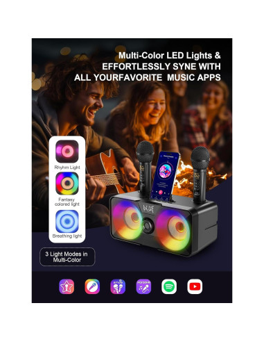 Máquina de Karaoke SINWE SK317 con 2 Micrófonos Inalámbricos