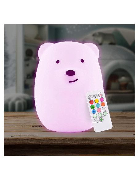 Luz Nocturna Infantil LumiPets Oso 9 Colores Control Remoto Luz Nocturna Infantil LumiPets Oso 9 Colores Control Remoto