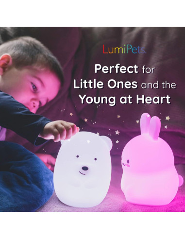 Luz Nocturna Infantil LumiPets Oso 9 Colores Control Remoto