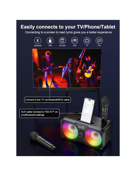 Máquina de Karaoke SINWE SK317 con 2 Micrófonos Inalámbricos