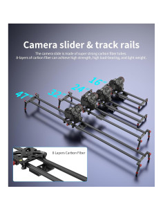 Slider de Cámara Zecti 40 cm Fibra de Carbono Estabilizador 2