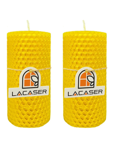 Juego de Velas de Cera de Abeja Lacaser Amarillo 2x10 cm Sin Goteo