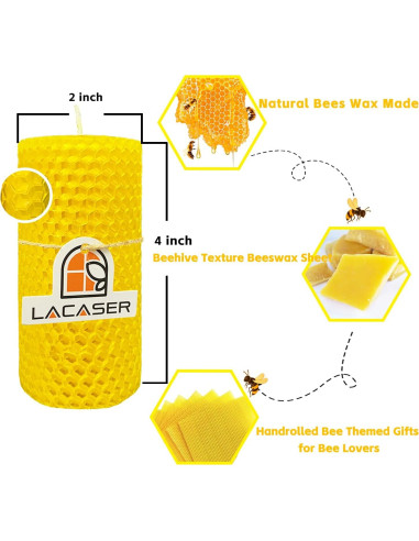 Juego de Velas de Cera de Abeja Lacaser Amarillo 2x10 cm Sin Goteo