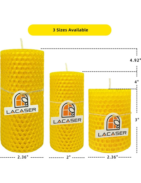 Juego de Velas de Cera de Abeja Lacaser Amarillo 2x10 cm Sin Goteo