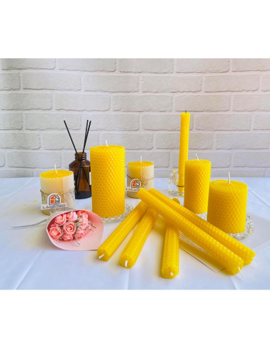 Juego de Velas de Cera de Abeja Lacaser Amarillo 2x10 cm Sin Goteo