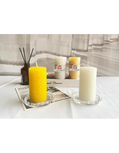 Juego de Velas de Cera de Abeja Lacaser Amarillo 2x10 cm Sin Goteo