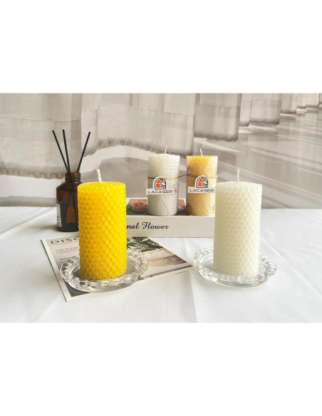 Juego de Velas de Cera de Abeja Lacaser Amarillo 2x10 cm Sin Goteo