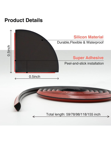 Moldura Flexible de Silicona VLKAVIVA 150 cm Negra Autoadhesiva