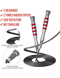 Cuerda de Salto Rápida GUMWIG Ajustable con Mango de Aluminio 2