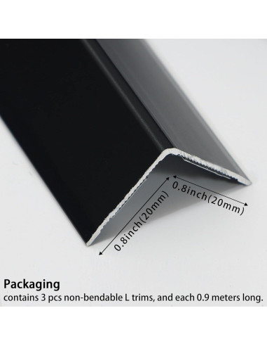 Protectores de Esquinas de Aluminio Coengwui 3Pcs 0.88m Negro Mate