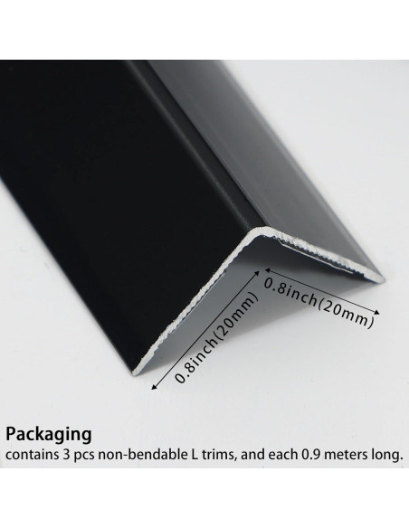Protectores de Esquinas de Aluminio Coengwui 3Pcs 0.88m Negro Mate