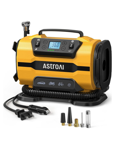 Compresor de Aire AstroAI 150 PSI 12V DC/110V AC Amarillo