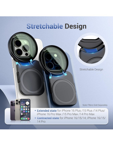 Adaptador de Filtro de Lente Magnético JJC 67mm para iPhone 16/15/14