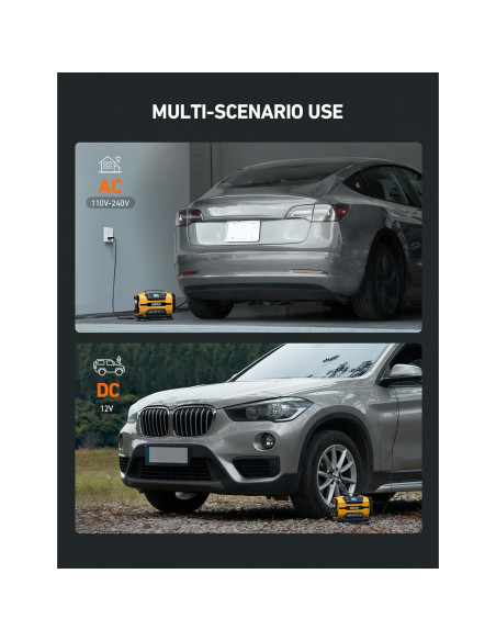 Compresor de Aire AstroAI 150 PSI 12V DC/110V AC Amarillo