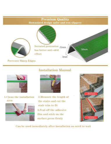 Protector de Bordes de Escalera LeongLzt 1.83m Antideslizante