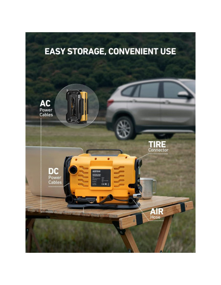 Compresor de Aire AstroAI 150 PSI 12V DC/110V AC Amarillo