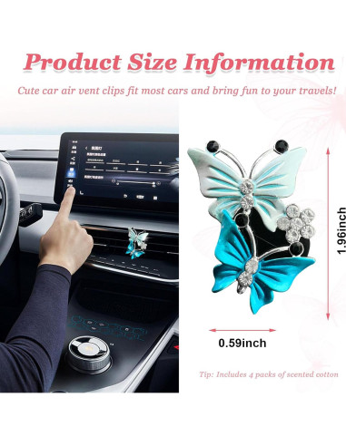Clips de Aromatizantes para Auto Dickno - Mariposa Doble Azul