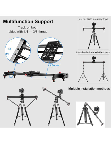 Deslizador de cámara motorizado GVM 80CM fibra de carbono