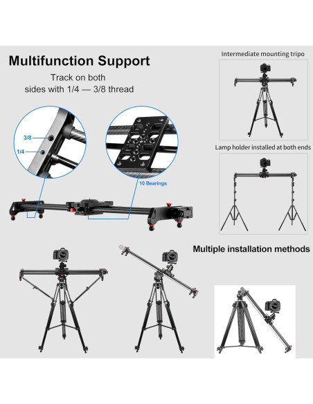 Deslizador de cámara motorizado GVM 80CM fibra de carbono