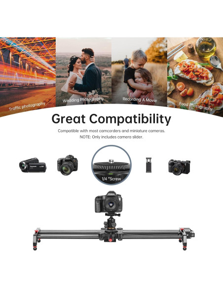 Deslizador de cámara motorizado GVM 80CM fibra de carbono