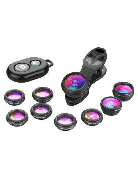Kit de Lentes 10 en 1 Apexel para Smartphone - Macro, Gran Angular, Telefoto