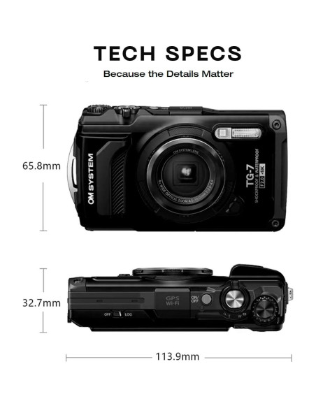 Cámara Submarina OM SYSTEM Tough TG-7 Negra 12MP 4K Impermeable