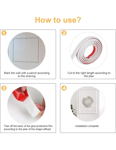 Moldura Autoadhesiva Flexible PVC Buulea 5m Blanco Decorativa